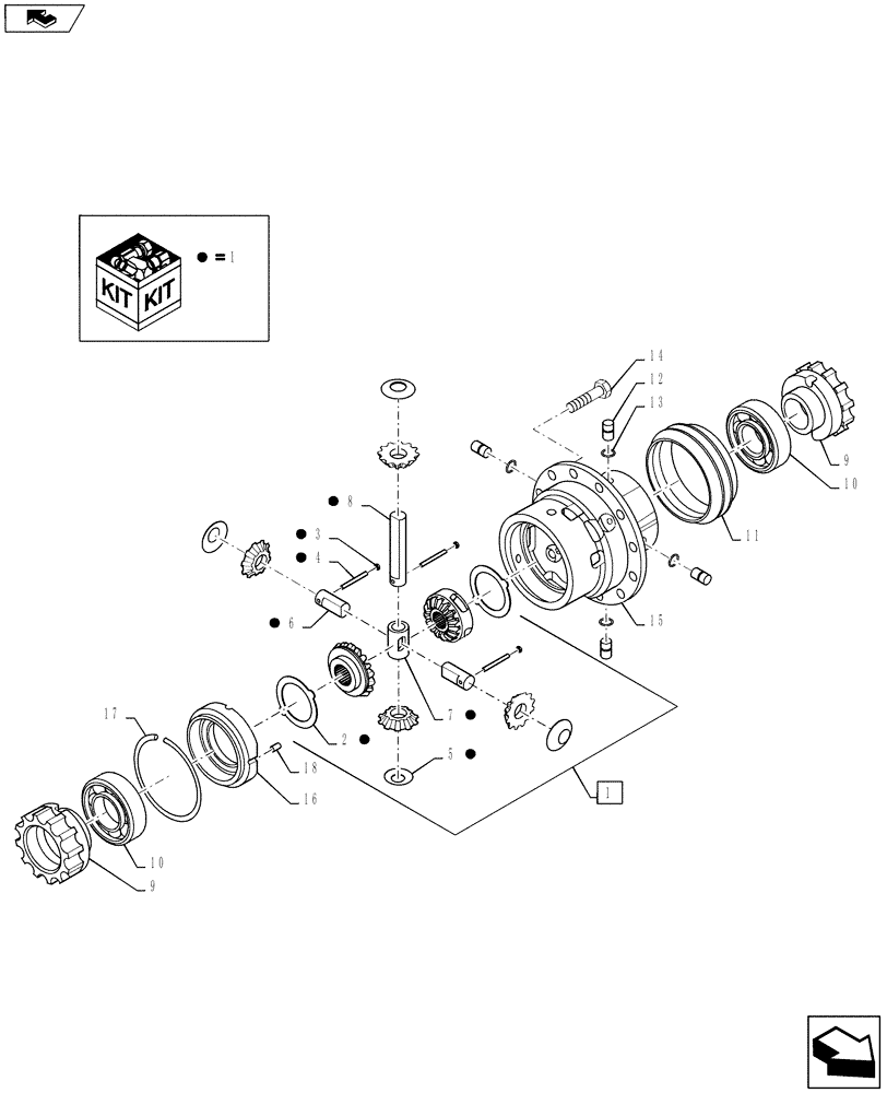 Схема запчастей Case 580SM - (27.106.01[01]) - 87395372 AXLE, REAR DRIVE - DIFFERENTIAL (580SM) (27) - REAR AXLE SYSTEM