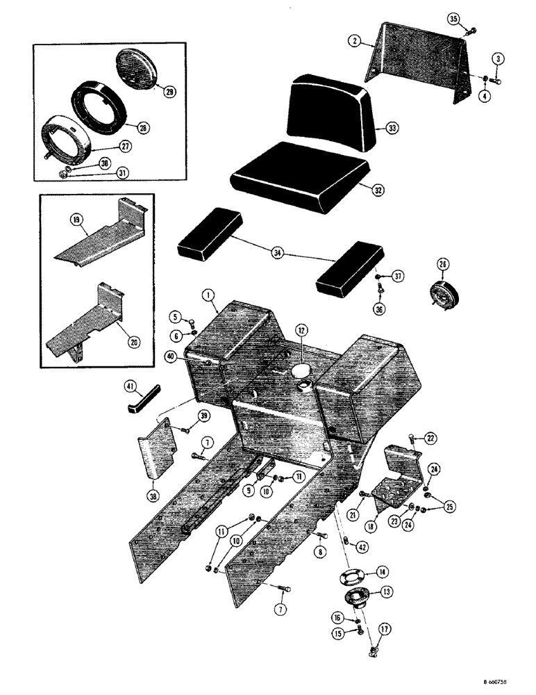 Схема запчастей Case 310G - (114) - SEAT, TANK AND STEP PLATE (05) - UPPERSTRUCTURE CHASSIS