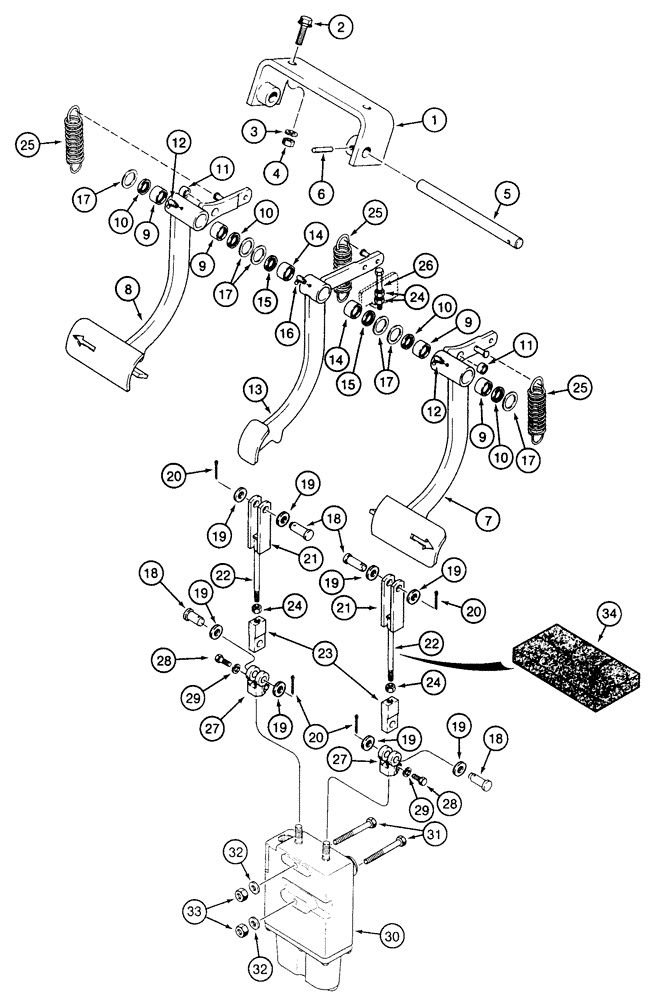 Схема запчастей Case 850E - (7-02) - BRAKE PEDALS AND LINKAGE (07) - BRAKES