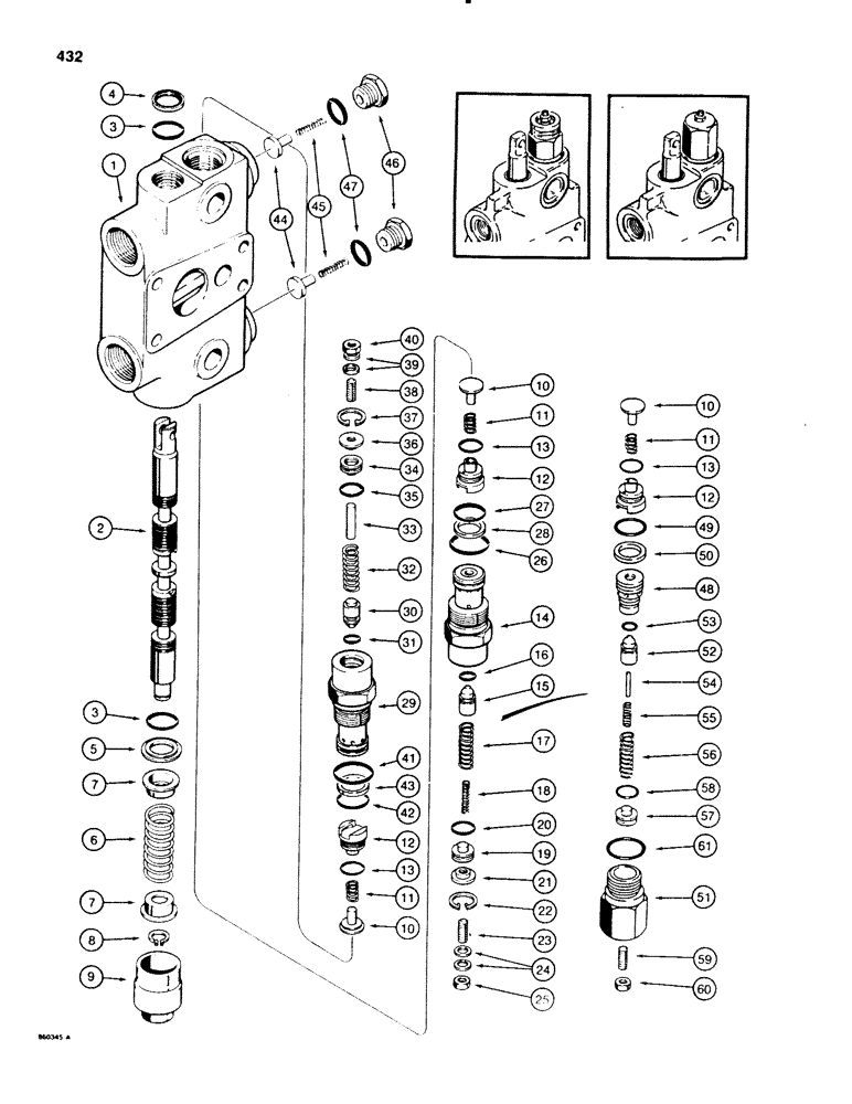 Схема запчастей Case 580SE - (432) - BACKHOE CONTROL VALVE, BOOM SECTION (08) - HYDRAULICS