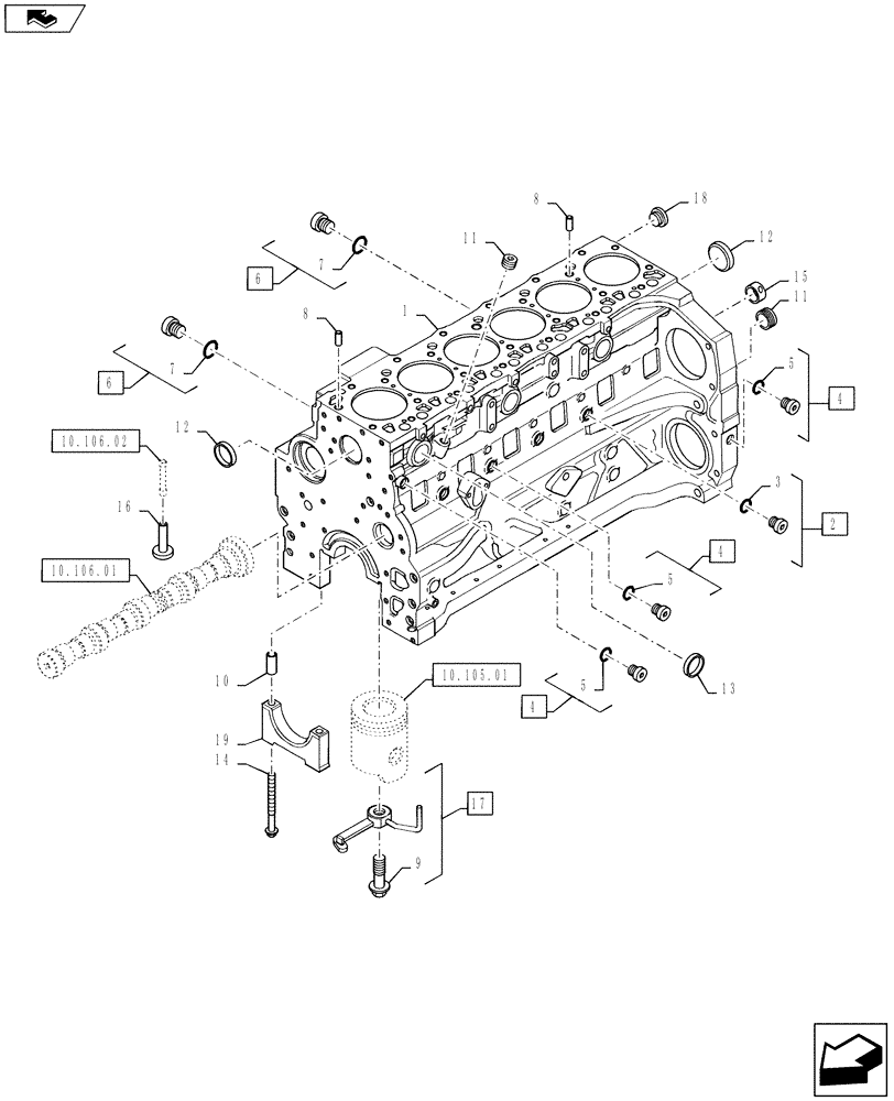 Схема запчастей Case F4DFE613B A004 - (10.001.02) - CRANKCASE (10) - ENGINE