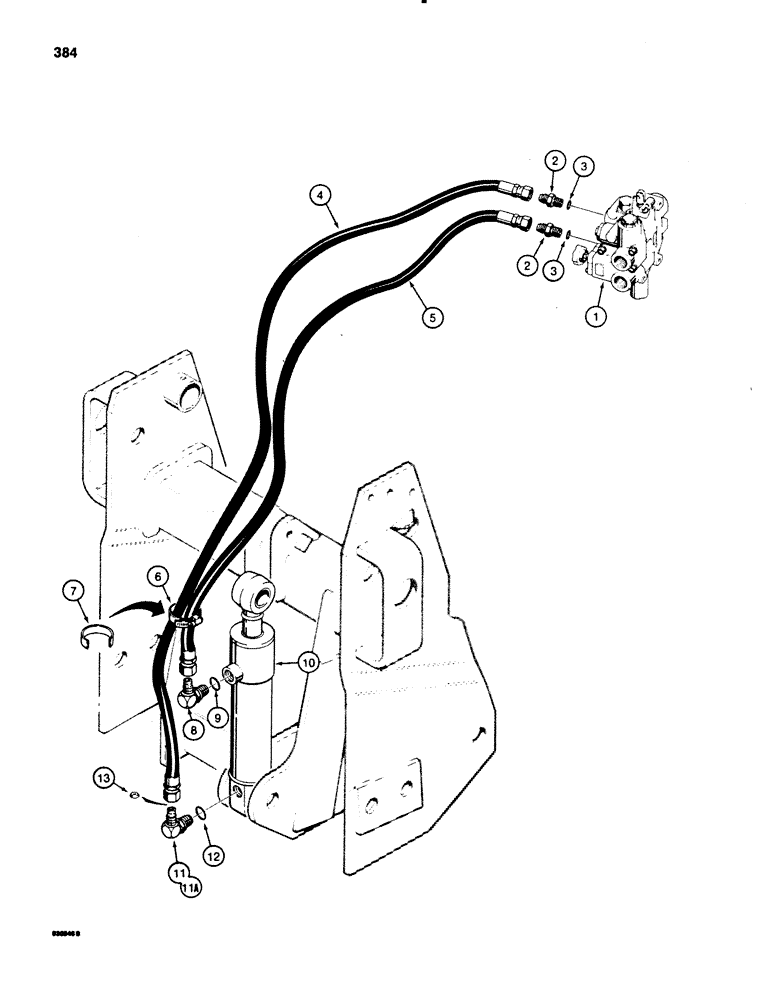 Схема запчастей Case 580SE - (384) - THREE-POINT HITCH CYLINDER HYDRAULIC CIRCUIT, USED WITH MECHANICAL HITCH (08) - HYDRAULICS