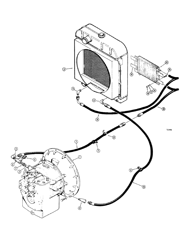 Схема запчастей Case 680CK - (078) - FORWARD AND REVERSE TRANSMISSION COOLING SYSTEM, L54431 (21) - TRANSMISSION