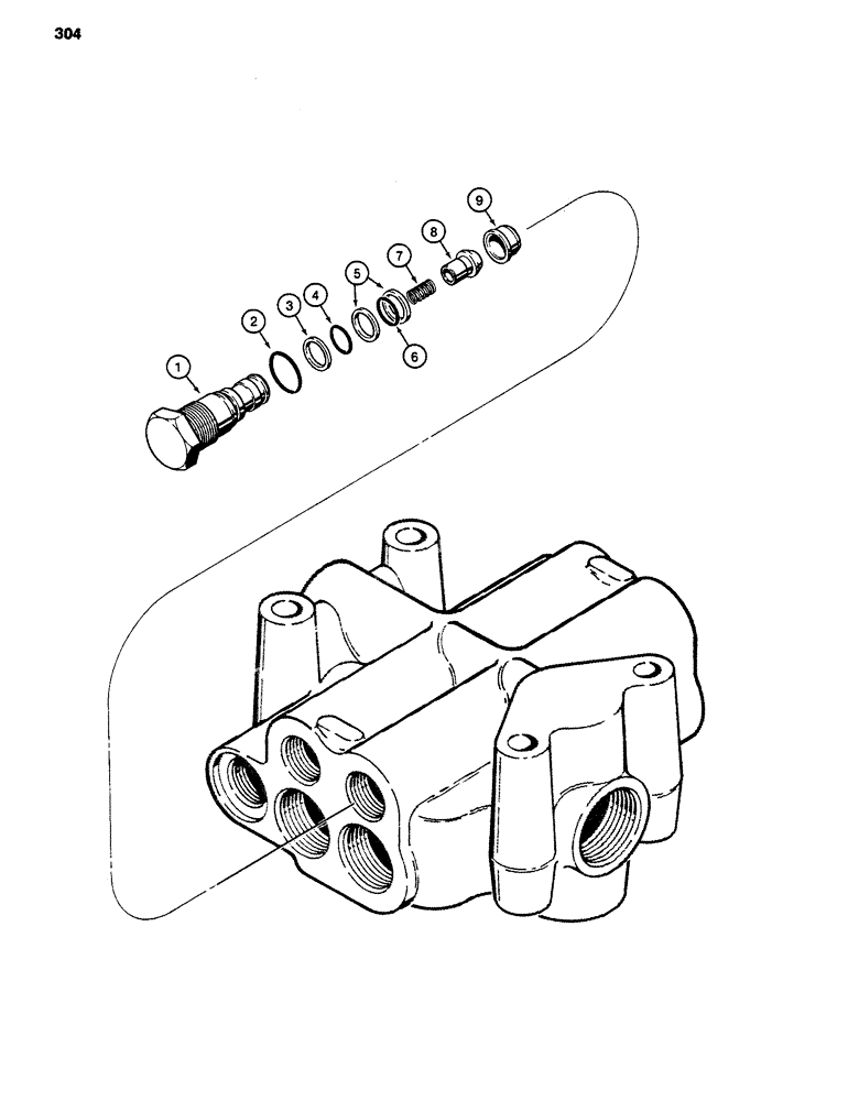 Схема запчастей Case 480D - (304) - PARKER LOADER CONTROL VALVE, LOAD CHECK VALVE (35) - HYDRAULIC SYSTEMS