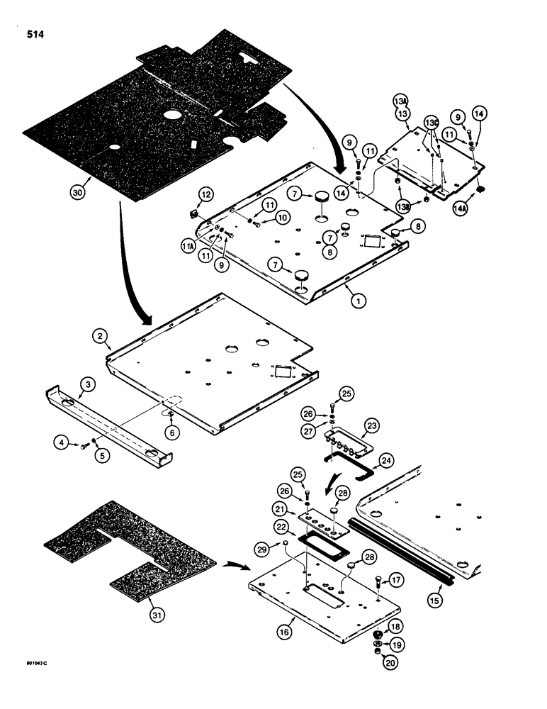 Схема запчастей Case 580SD - (514) - FLOOR PLATES AND MATS (09) - CHASSIS/ATTACHMENTS