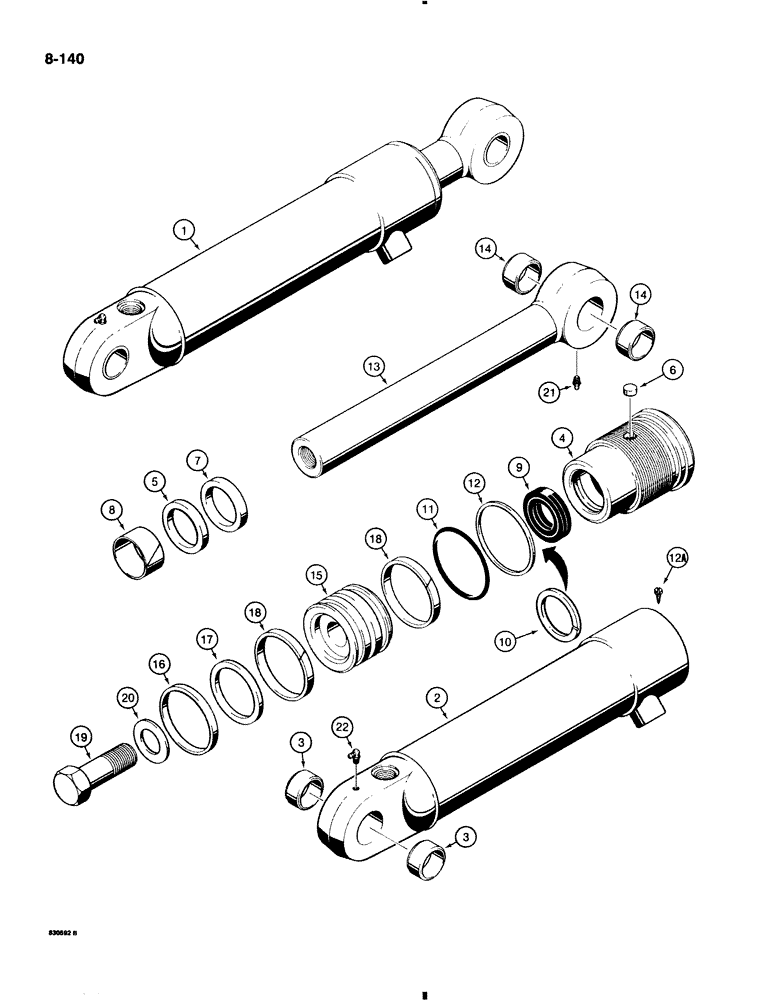 Схема запчастей Case 580K - (8-140) - LOADER CLAM CYLINDERS (08) - HYDRAULICS