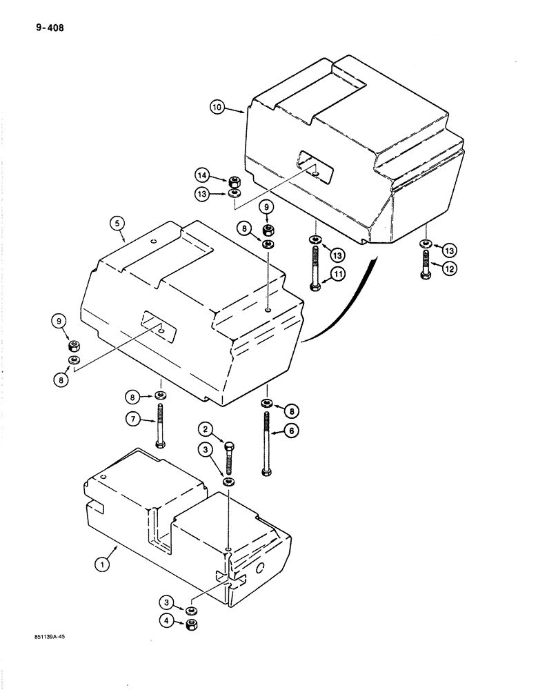 Схема запчастей Case 780C - (9-408) - FRONT COUNTERWEIGHT, STANDARD COUNTERWEIGHT (09) - CHASSIS/ATTACHMENTS