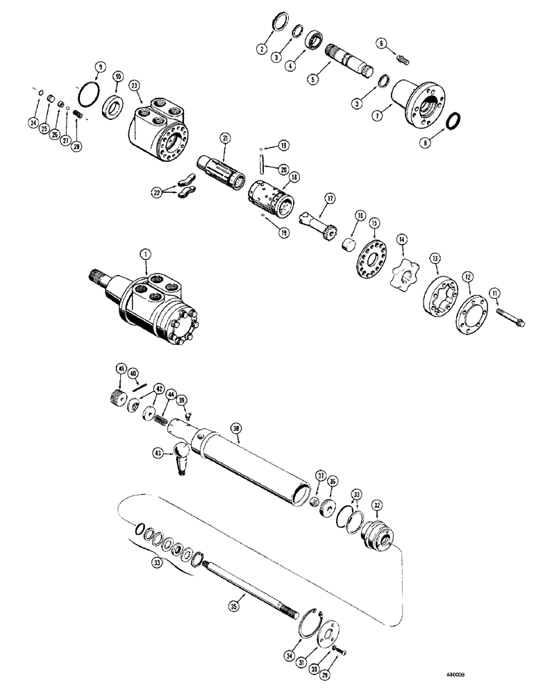 Схема запчастей Case 680CK - (108) - L13405 MANUAL STEERING PUMP, A55158 STEERING CYLINDER (41) - STEERING