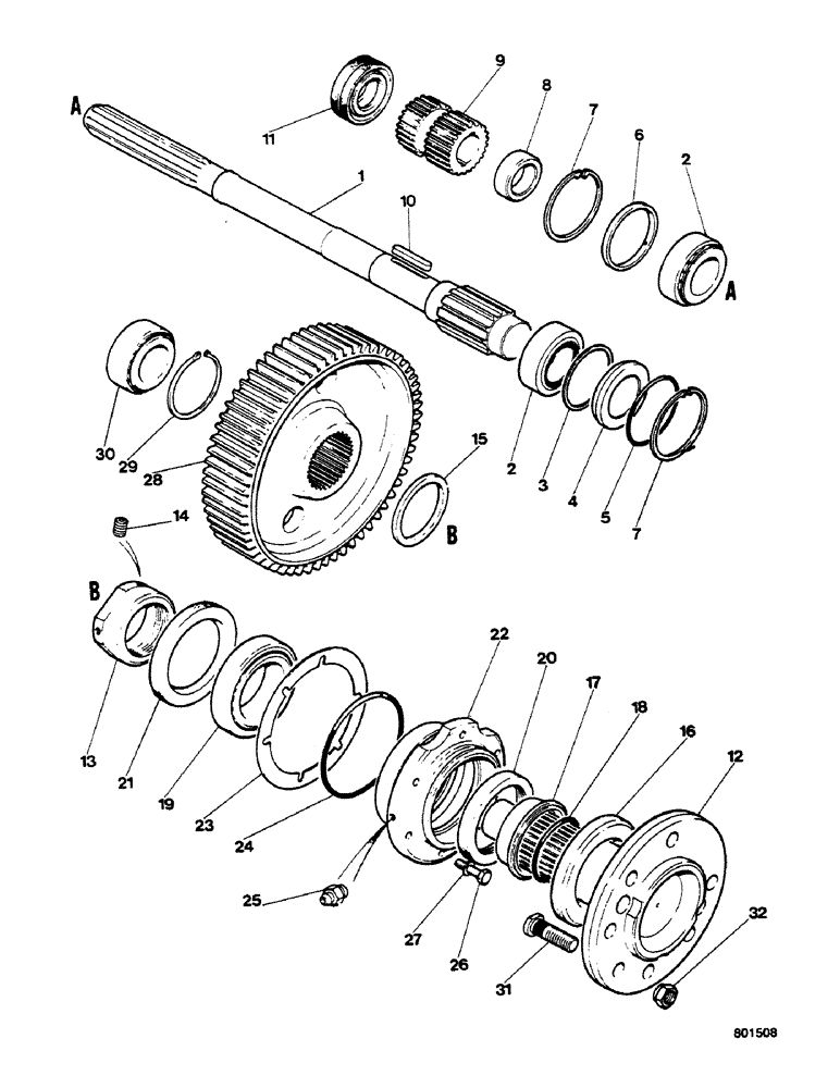 Схема запчастей Case 580G - (170) - TRANSAXLE - SHAFTS AND GEARS FOR FINAL DRIVES (06) - POWER TRAIN