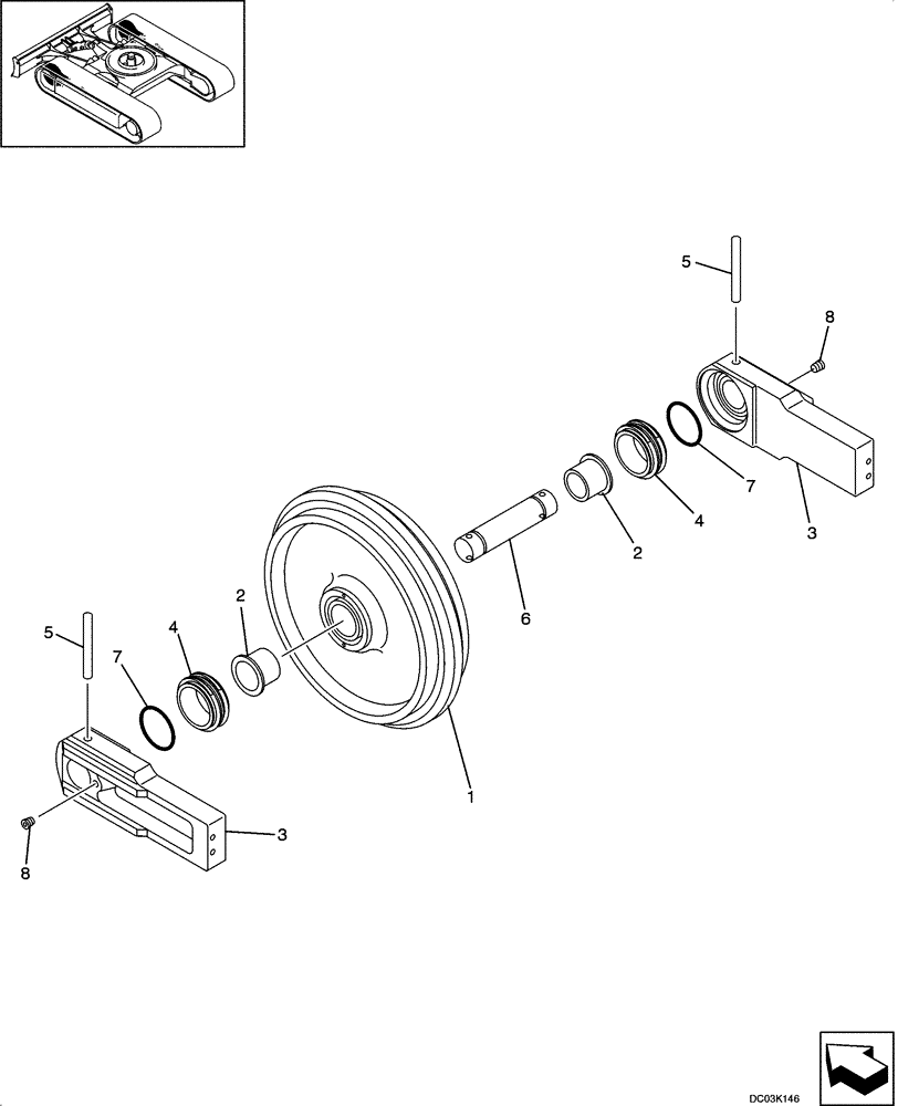 Схема запчастей Case CX47 - (05-06[00]) - TRACK - IDLER ASSY (11) - TRACKS/STEERING