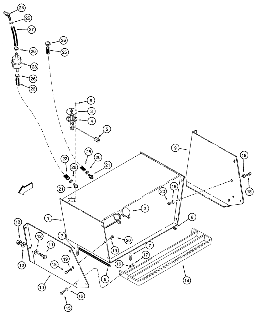 Схема запчастей Case 960 - (03-01) - FUEL LINES TANK (03) - FUEL SYSTEM