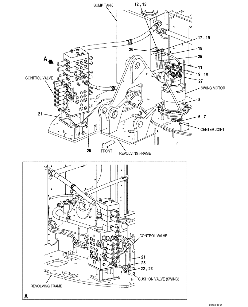 Схема запчастей Case CX135SR - (08-013) - HYDRAULICS - DRAIN LINE, MODELS WITH LOAD HOLD (08) - HYDRAULICS