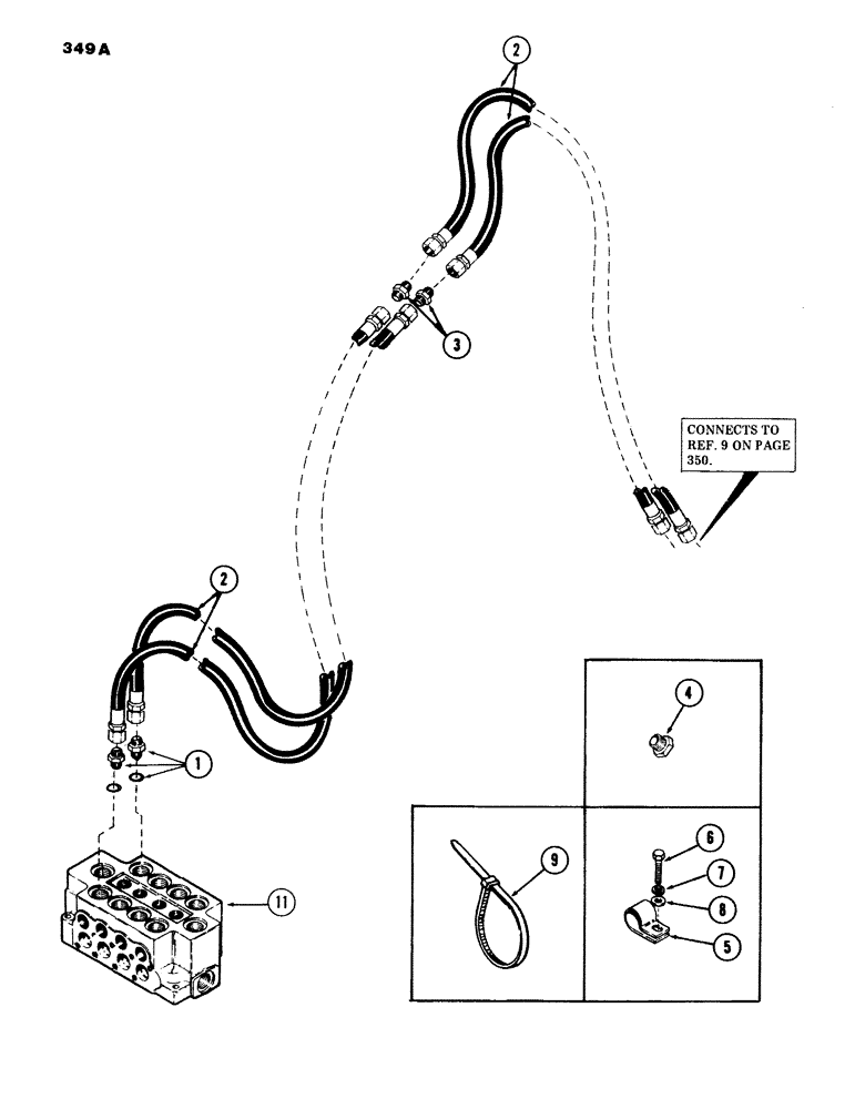 Схема запчастей Case 980B - (349A) - AUXILIARY HOSES (07) - HYDRAULIC SYSTEM