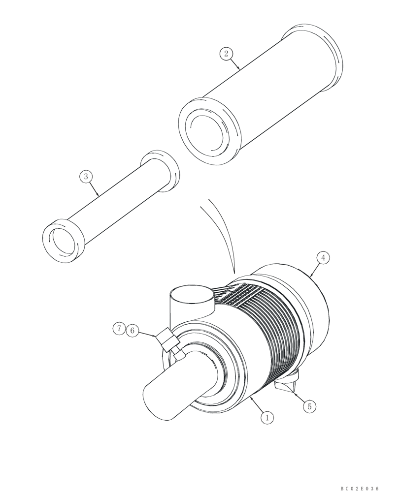 Схема запчастей Case 650K - (02-06) - AIR CLEANER ASSY (JUN 16 2003 11:20AM) (02) - ENGINE