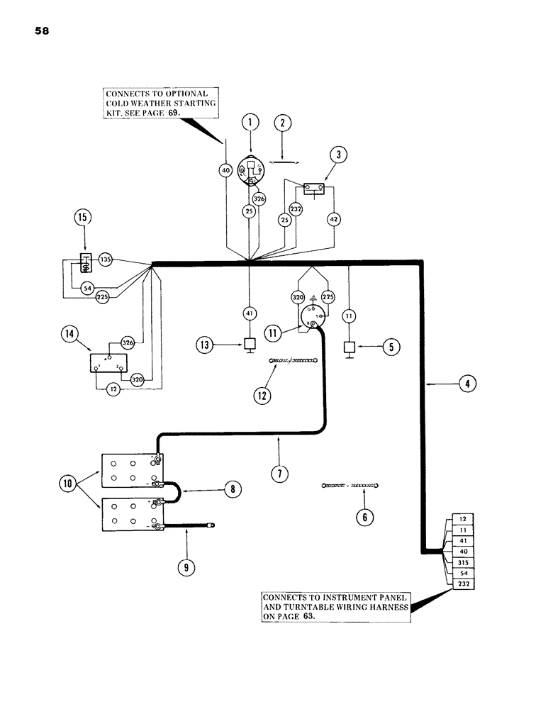 Схема запчастей Case 980B - (058) - ENGINE WIRING HARNESS, (USED ON UNITS PRIOR TO PIN 6204051) (06) - ELECTRICAL SYSTEMS