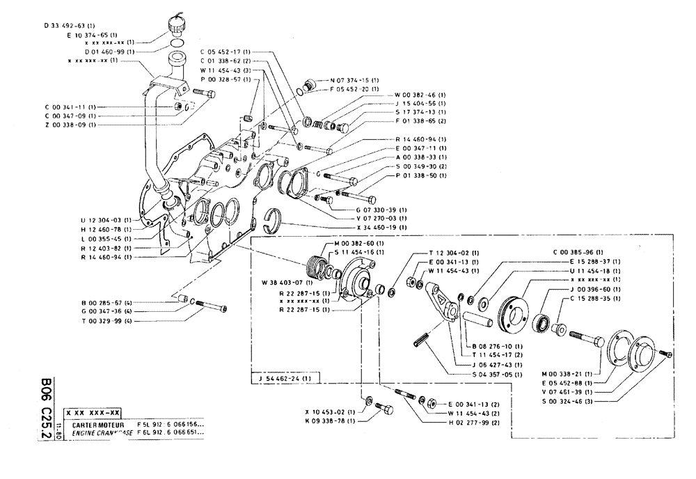 Схема запчастей Case 75C - (B06 C25.2) - ENGINE CRANKCASE - F5L 912 : 6 066156... (01) - ENGINE