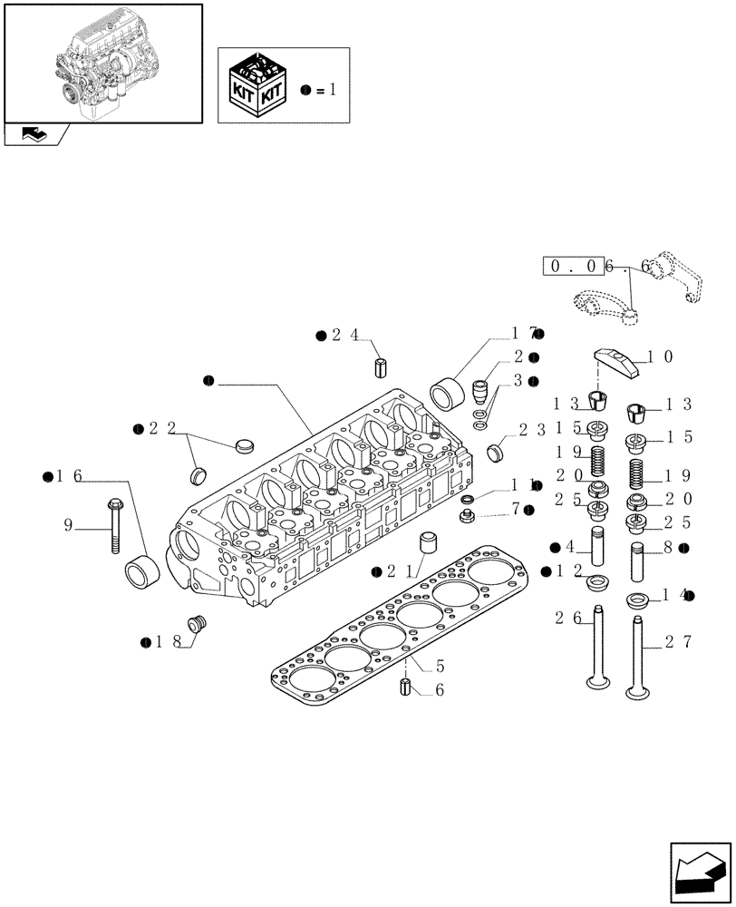 Схема запчастей Case F3AE0684P E909 - (0.06.0) - CYLINDER HEAD & RELATED PARTS (504051863 - 504051861 - 504051865) 