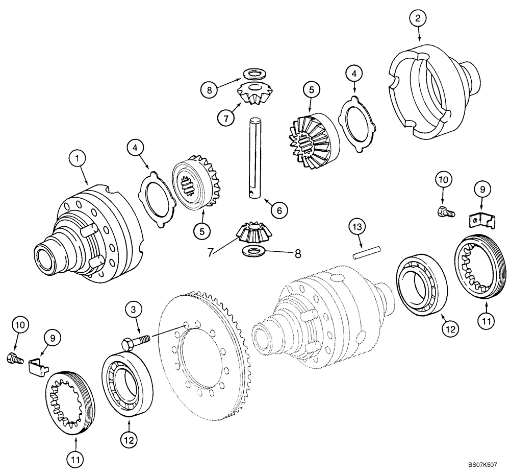 Схема запчастей Case 580M - (06-07) - AXLE, FRONT DRIVE - DIFFERENTIAL (06) - POWER TRAIN