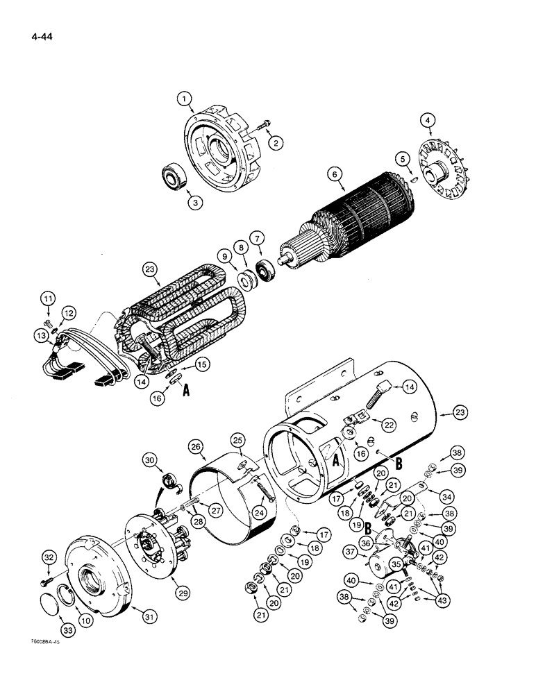 Схема запчастей Case 621 - (4-44) - AUXILIARY STEERING MOTOR ASSEMBLY (04) - ELECTRICAL SYSTEMS