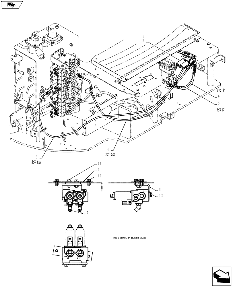 Схема запчастей Case CX55BMSR - (01-032[01]) - CONTROL LINES, VALVE (ROTARY, HAND CONTROL) (35) - HYDRAULIC SYSTEMS