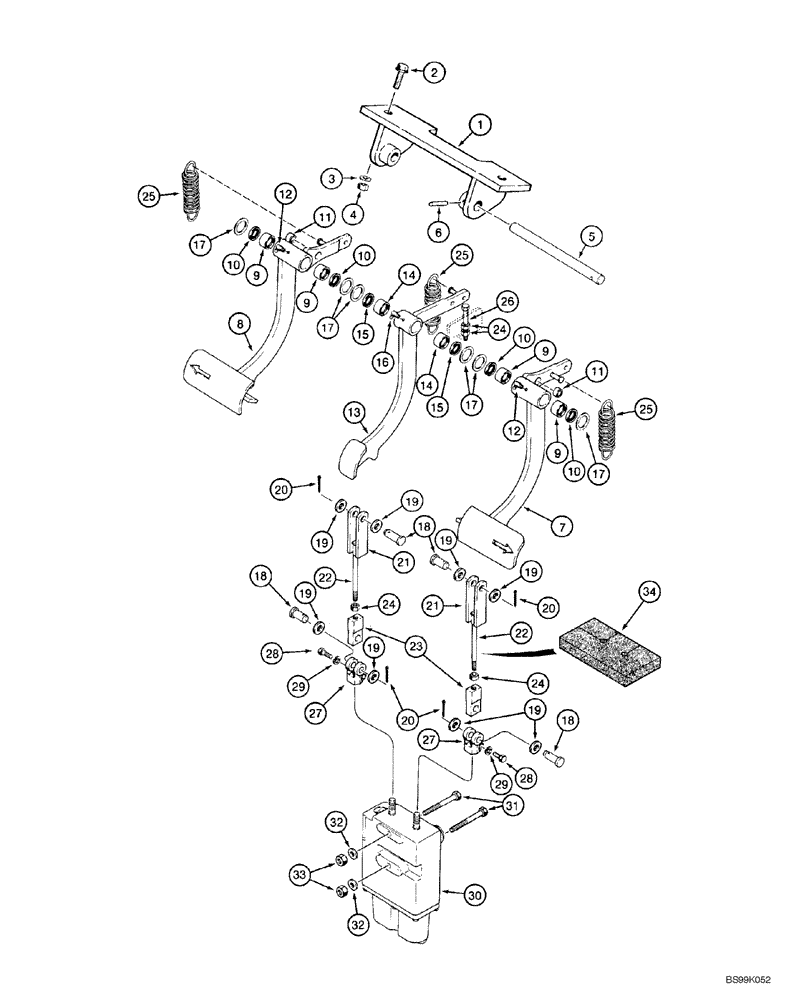 Схема запчастей Case 1150H_IND - (07-01) - PEDALS AND LINKAGE - BRAKE (07) - BRAKES