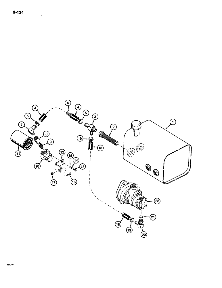 Схема запчастей Case CASE - (8-134) - BASIC HYDRAULIC CIRCUIT, RESERVOIR TO FILTER AND PUMP (08) - HYDRAULICS