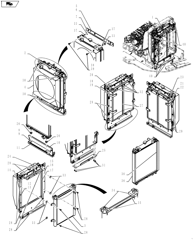 Схема запчастей Case CX55BMSR - (01-007[01]) - RADIATOR INSTALL (10) - ENGINE