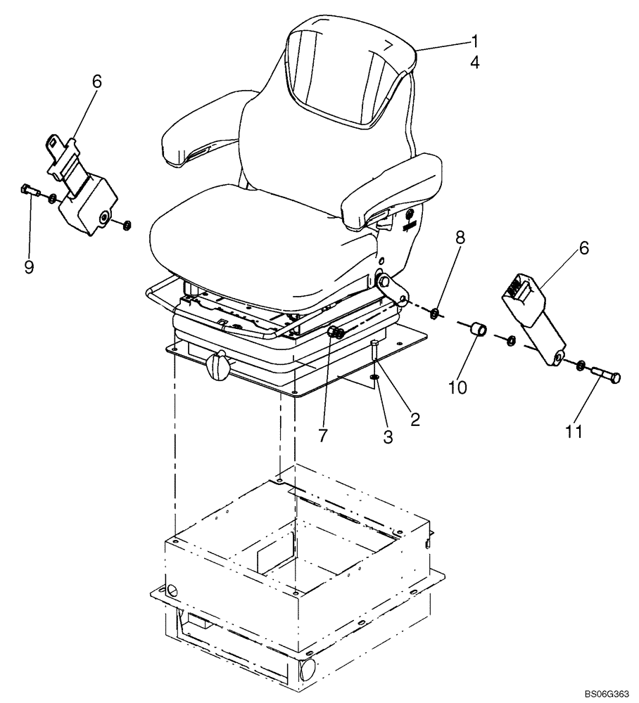 Схема запчастей Case 821E - (09-38) - SEAT - MOUNTING/SEAT BELTS - EUROPE (09) - CHASSIS