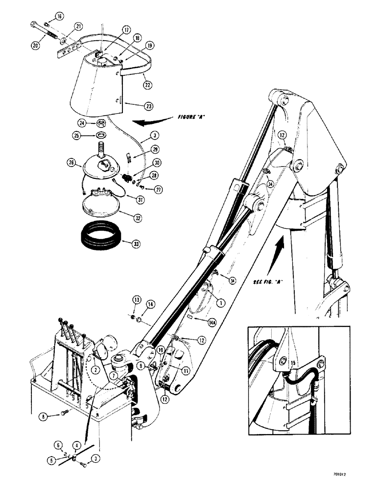 Схема запчастей Case 33 - (094) - DIPPER LIGHT, USED WITH STANDARD AND TWO FOOT EXTENDABLE DIPPER 