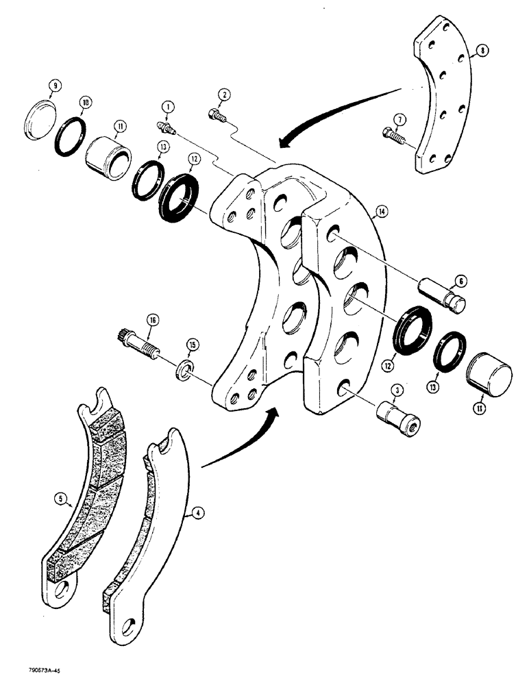 Схема запчастей Case W36 - (7-312) - L79475 DISC BRAKE CALIPER, GKN AXLES (07) - BRAKES