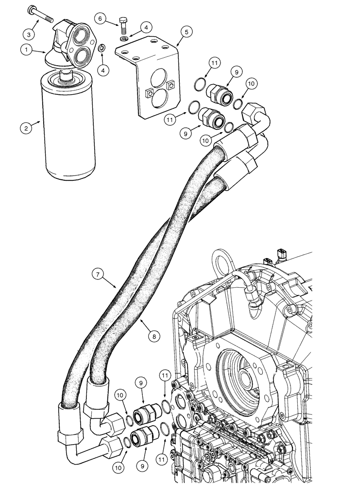 Схема запчастей Case 845 - (06-06[01]) - TRANSMISSION - OIL FILTER AND LUBRICATING SYSTEM (06) - POWER TRAIN