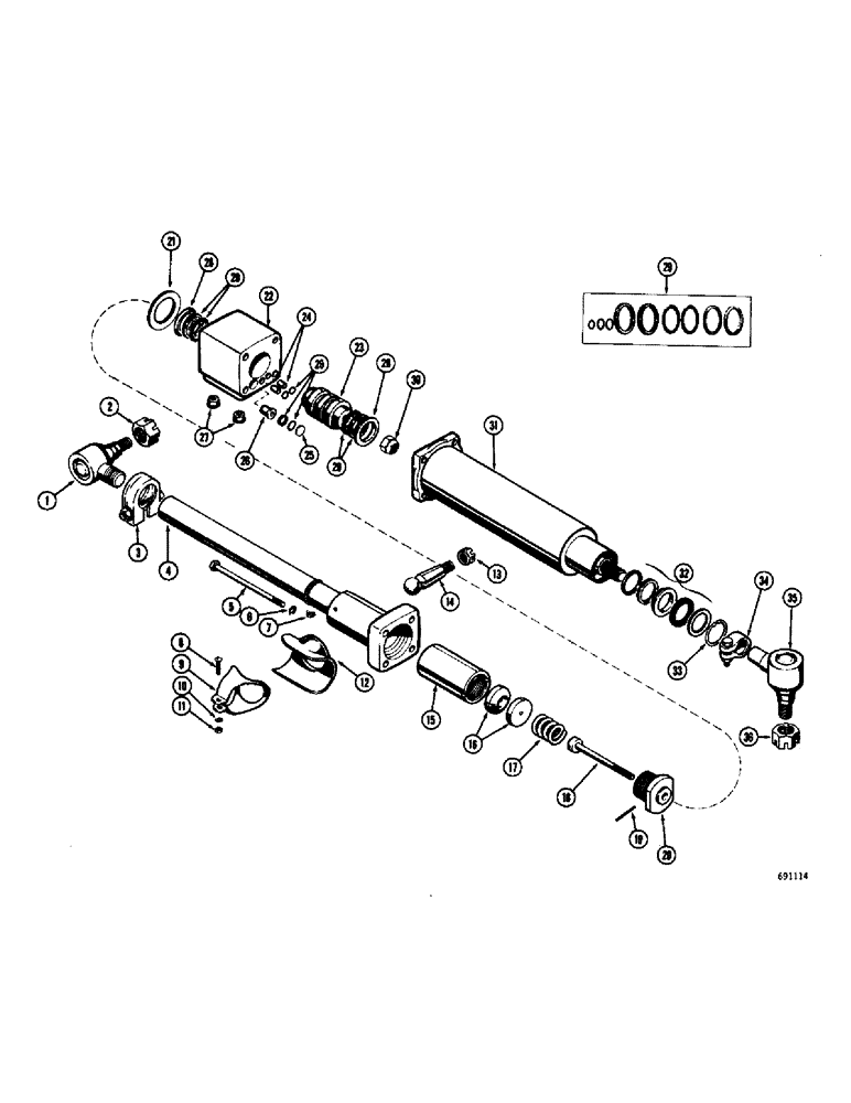 Схема запчастей Case W9C - (104) - A18961 POWER STEERING CYLINDER (05) - STEERING