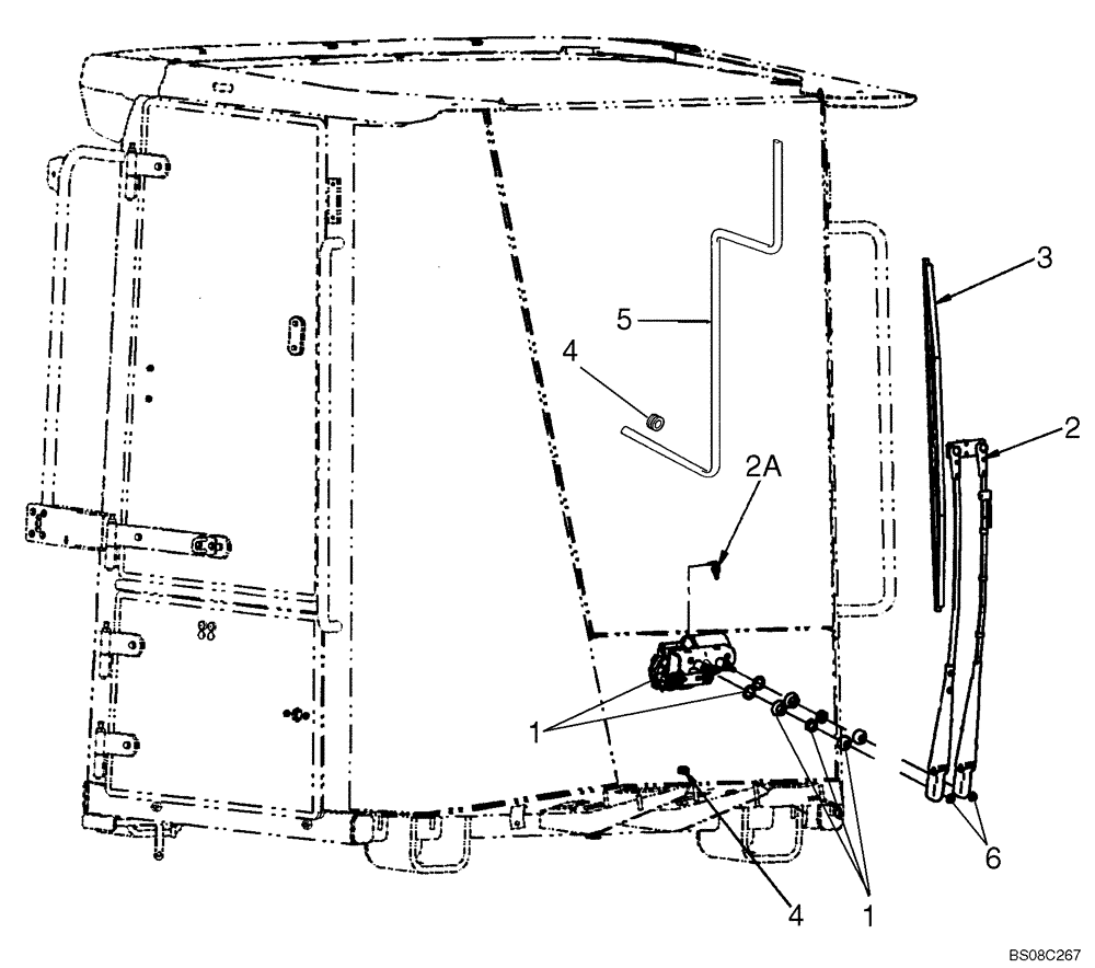 Схема запчастей Case 521E - (04-23) - CAB - WIPER, FRONT (04) - ELECTRICAL SYSTEMS