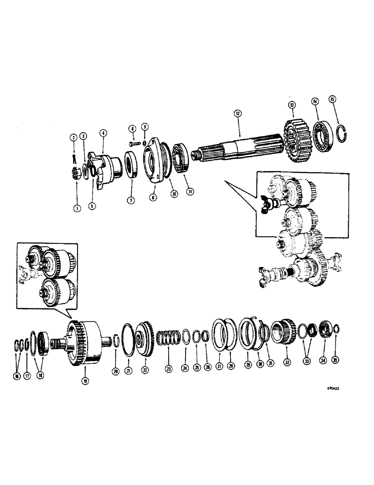 Схема запчастей Case W8E - (168) - TRANSMISSION, TRANSMISSION INPUT SHAFT, TRANSMISSION FORWARD, REVERSE AND LOW CLUTCH GEAR (06) - POWER TRAIN