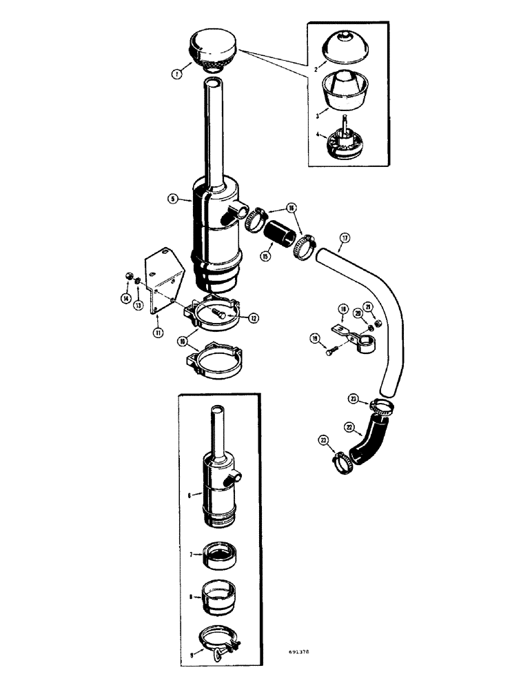 Схема запчастей Case 310G - (055A) - OIL BATH AIR CLEANER - GAS (01) - ENGINE