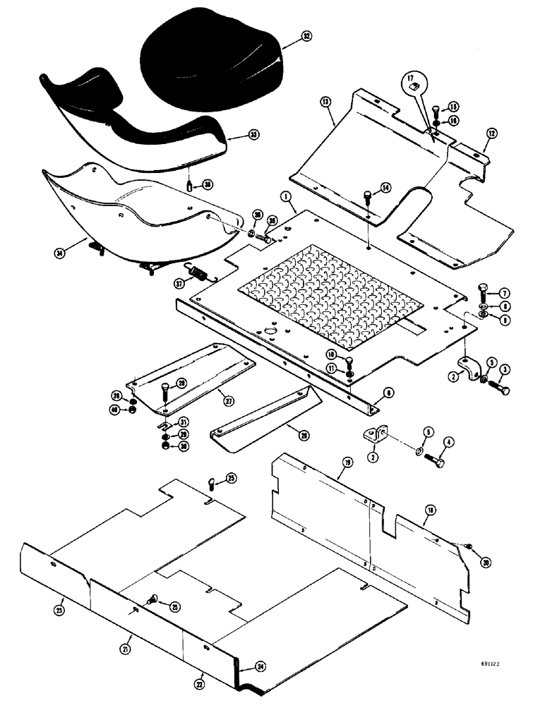 Схема запчастей Case W9C - (134) - PLATFORM, FLOOR PLATES AND SEAT (08) - HYDRAULICS