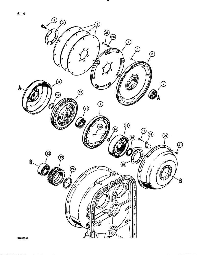 Схема запчастей Case W30 - (6-14) - ALLISON TRANSMISSION, TORQUE CONVERTER, FLEX PLATES, TURBINES, AND PUMP (06) - POWER TRAIN