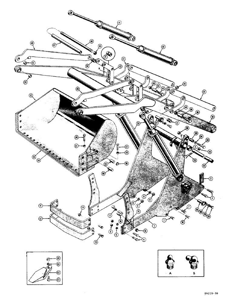 Схема запчастей Case 310D - (098) - LOADER FRAME, LIFT ARM, BUCKETS, AND CYLINDERS (07) - HYDRAULIC SYSTEM