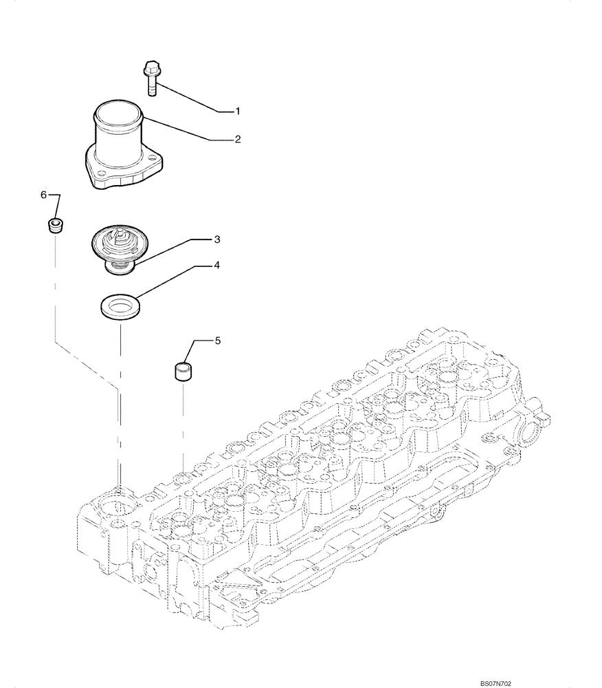 Схема запчастей Case 850L - (02-37) - THERMOSTAT - ENGINE COOLING SYSTEM (02) - ENGINE