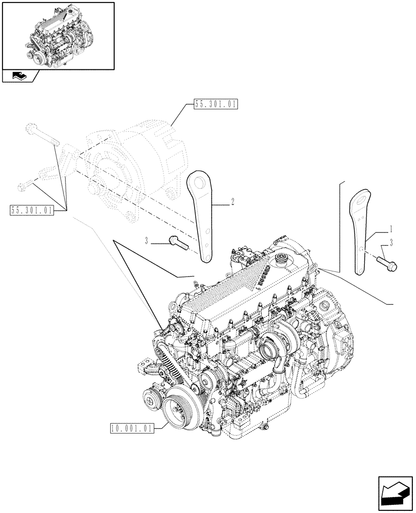 Схема запчастей Case F2CE9684U E151 - (10.012.04) - HOOKS - ENGINE (504045661) (01) - ENGINE