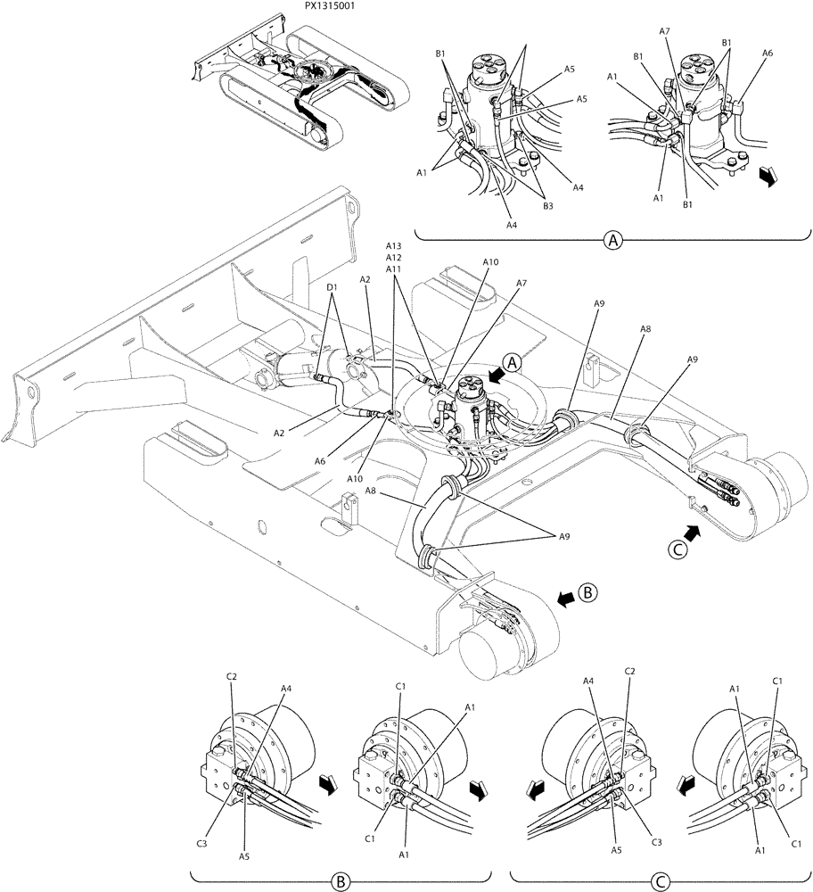 Схема запчастей Case CX36B - (02-011) - HYD LINES, LOW (35) - HYDRAULIC SYSTEMS