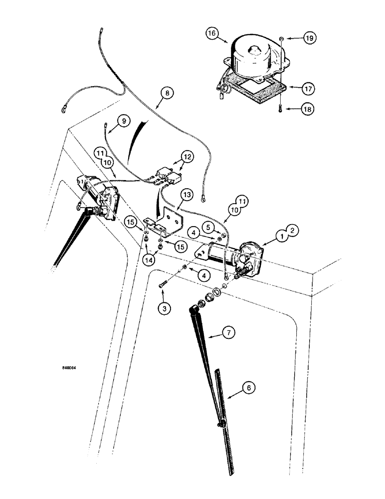 Схема запчастей Case W14FL - (218) - CAB REAR WIPERS AND DEFROSTER, USED BEFORE PIN 9154965, REAR WIPER- OPTIONAL (04) - ELECTRICAL SYSTEMS