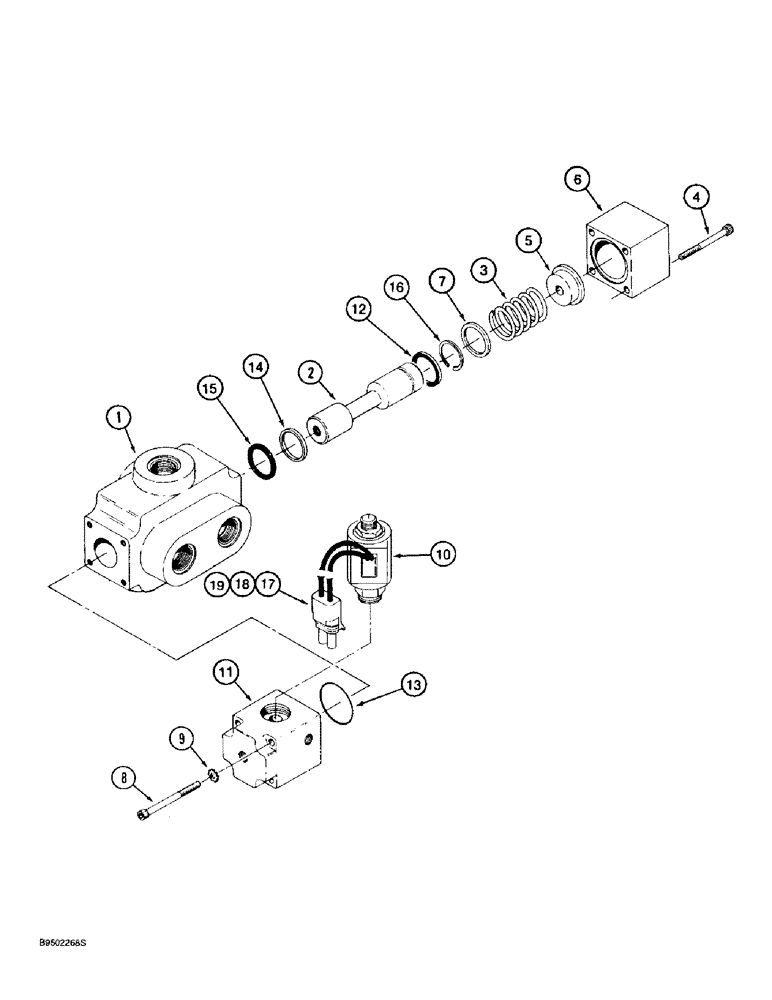 Схема запчастей Case 721B - (8-100) - RIDE CONTROL MASTER DIRECTIONAL VALVE ASSEMBLY (08) - HYDRAULICS