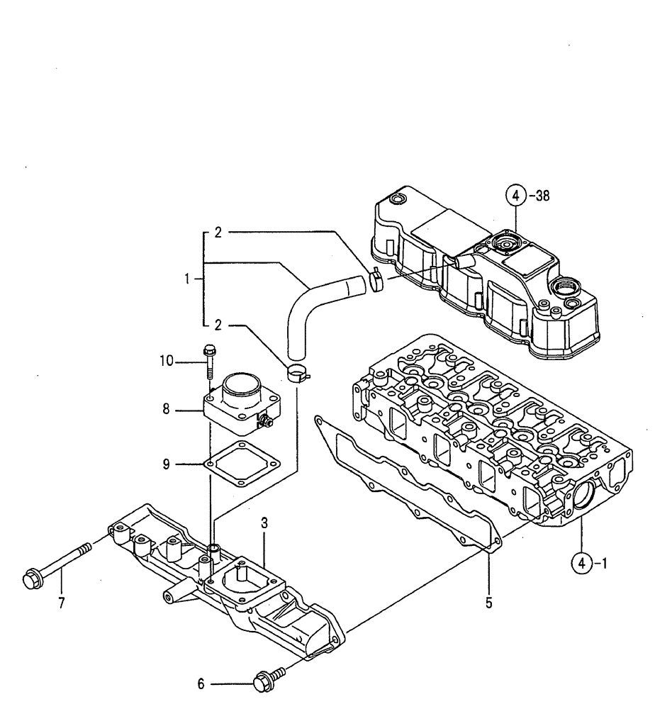 Схема запчастей Case CX50B - (09-005) - SUCTION MANIFOLD ENGINE COMPONENTS