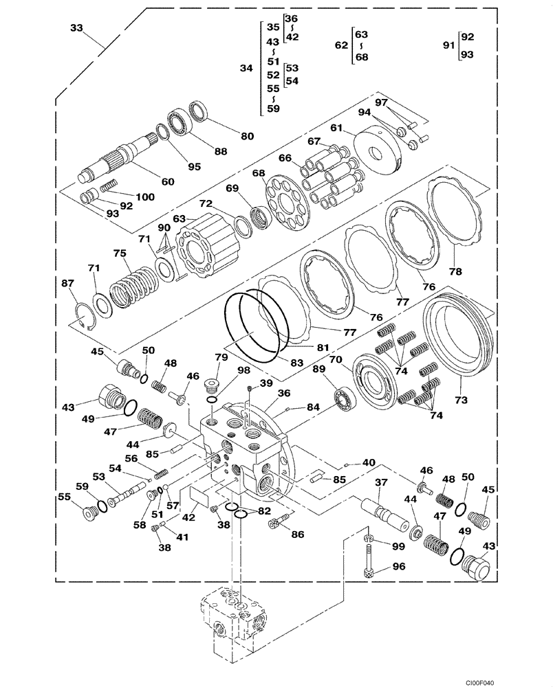 Схема запчастей Case CX130 - (06-03) - MOTOR ASSY - TRACK DRIVE (06) - POWER TRAIN