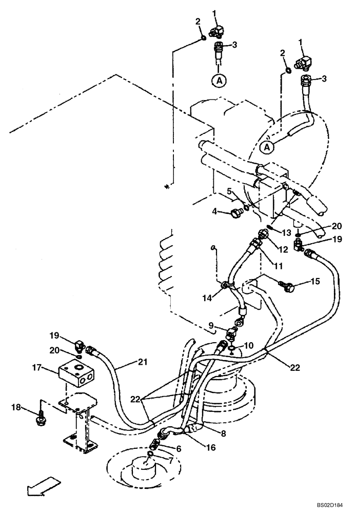 Схема запчастей Case CX130 - (08-020) - HYDRAULICS - DRAIN LINE - MODELS WITH LOAD HOLD (DAC0713246 - DAC0713435) (08) - HYDRAULICS