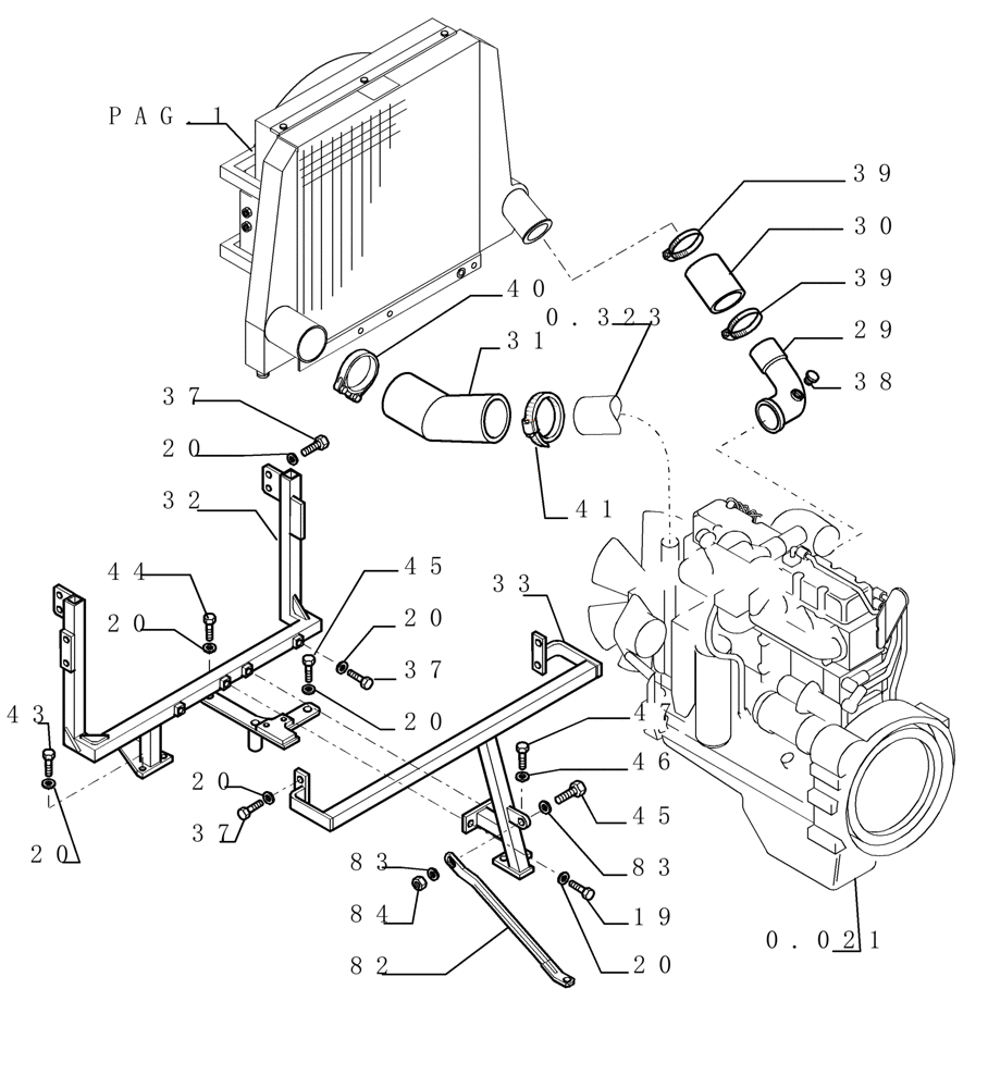 Схема запчастей Case 1850K - (0.505[02]) - ENGINE - RELATED PARTS (01) - ENGINE