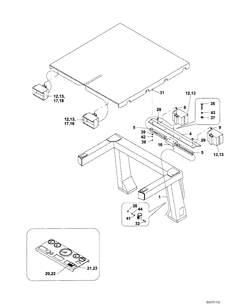 Схема запчастей Case SV212 - (04-001-05[01]) - ELECTRICAL - WORK LIGHTS - CAB (GROUP421) (ND104888) (04) - ELECTRICAL SYSTEMS