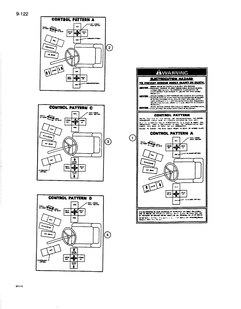 Схема запчастей Case 1085B - (9-122) - DECALS, OPERATOR CONTROL PATTERNS (09) - CHASSIS