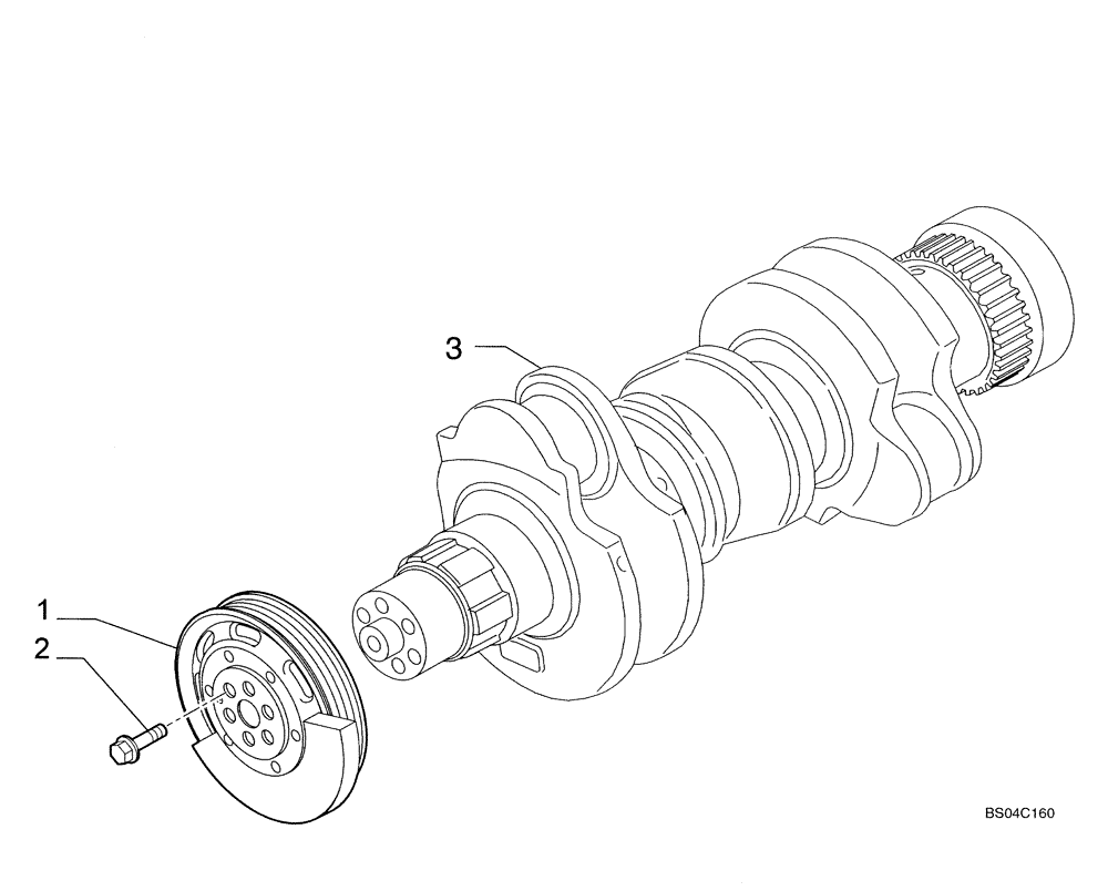 Схема запчастей Case 435 - (02-23) - PULLEY - CRANKSHAFT (02) - ENGINE